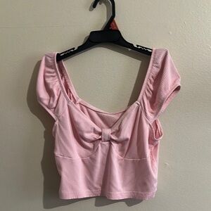 Pink Bow Detail Women's Top
